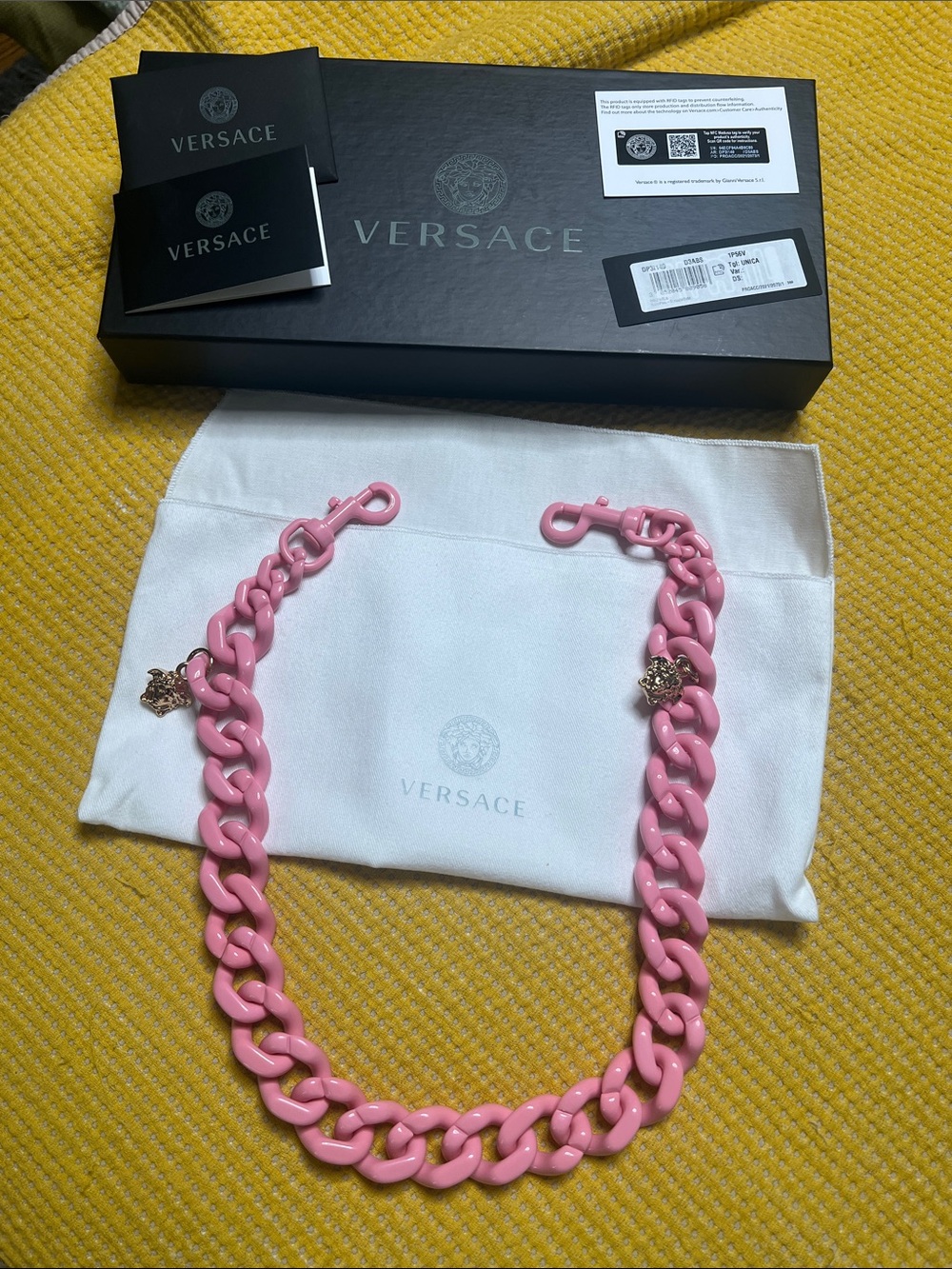 Versace Pink Chunky bag strap chain with Medusa Charms